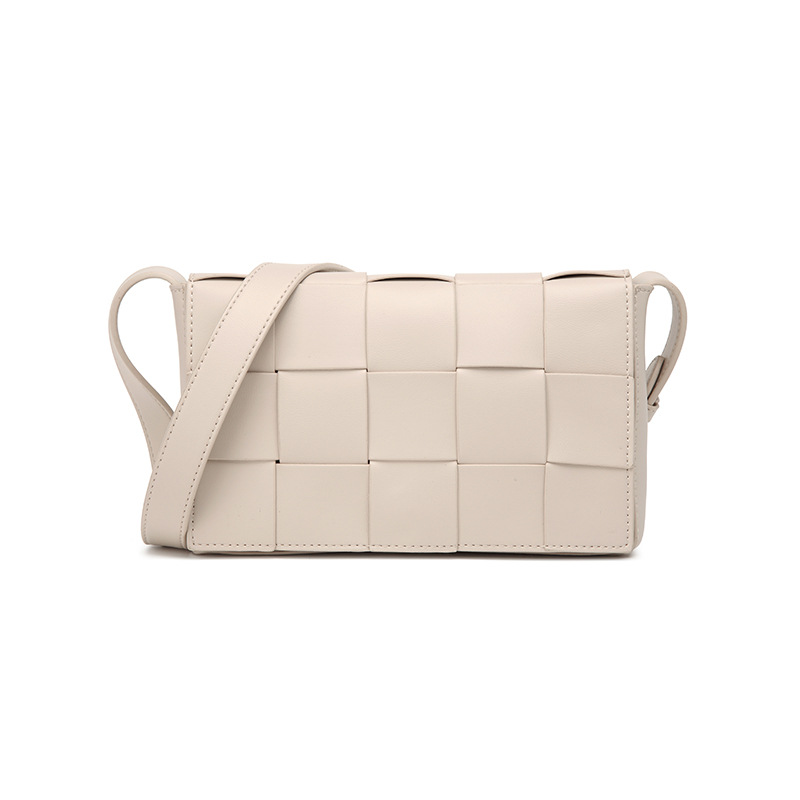 Long Woven Grid Shoulder Crossbody Bag