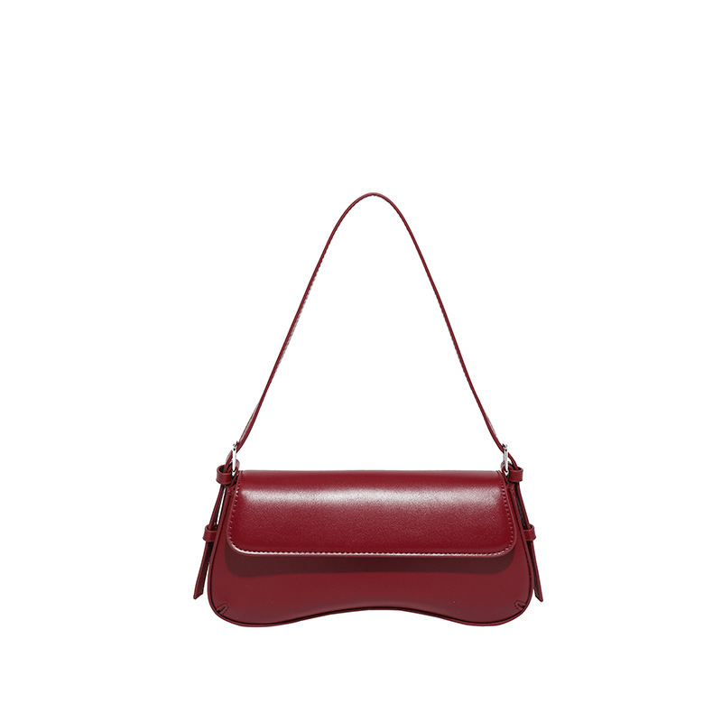 Vintage Glossy Baguette Shoulder Bag
