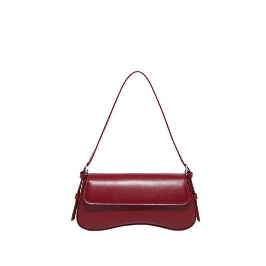 Vintage Glossy Baguette Shoulder Bag