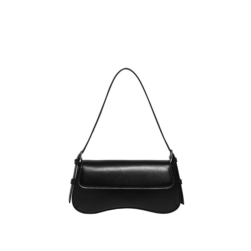 Vintage Glossy Baguette Shoulder Bag