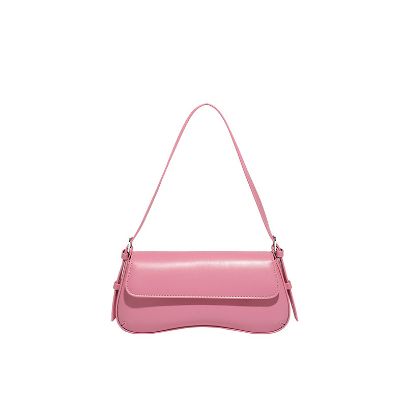 Vintage Glossy Baguette Shoulder Bag