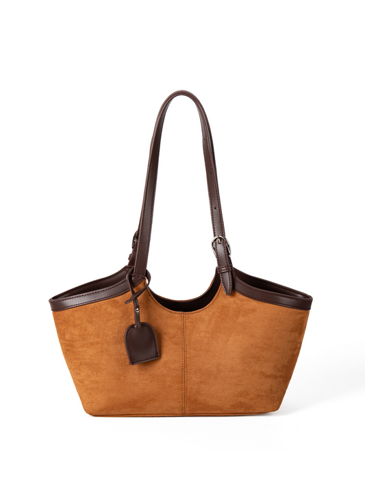 Vintage Suede‑Effect Tote Bag