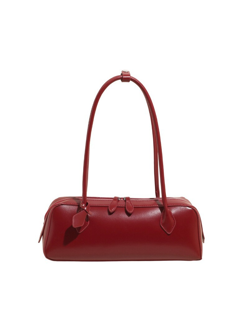 Glossy Cylinder Baguette Handbag