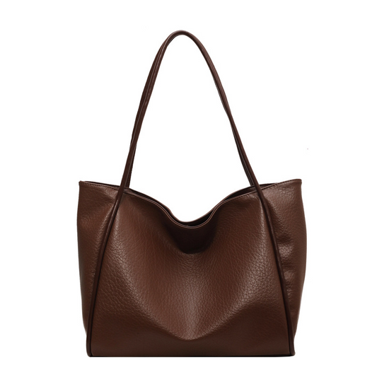 Pebbled Faux‑Leather Slouchy Tote Bag