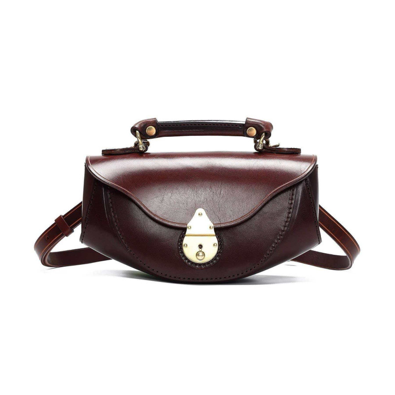 Vintage Metal Lock Flap Saddle Bag ﻿